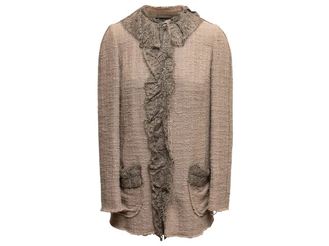 Set Giacca e Abito in Bouclé e Pizzo Dolce & Gabbana Taupe Taglia IT 40 Beige - vista 3