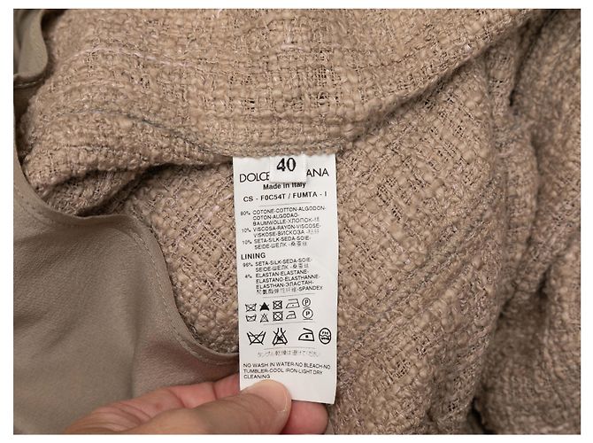 Set Giacca e Abito in Bouclé e Pizzo Dolce & Gabbana Taupe Taglia IT 40 Beige - vista 7