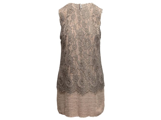 Set Giacca e Abito in Bouclé e Pizzo Dolce & Gabbana Taupe Taglia IT 40 Beige - vista 8