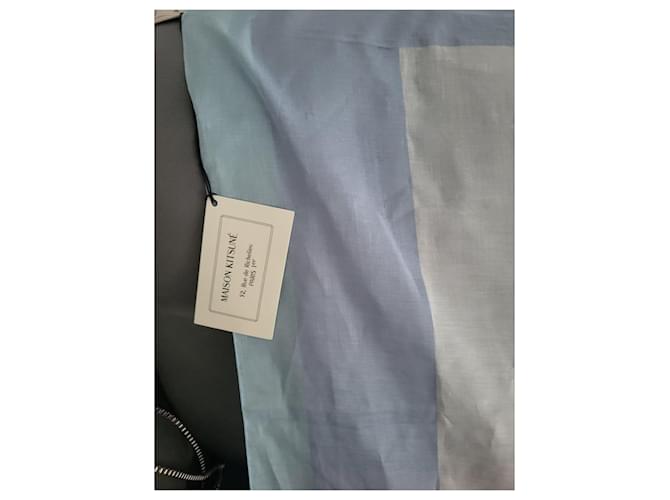 Kitsune Carré di seta multicolore Rosa Beige Grigio Giallo Blu chiaro - vista 4