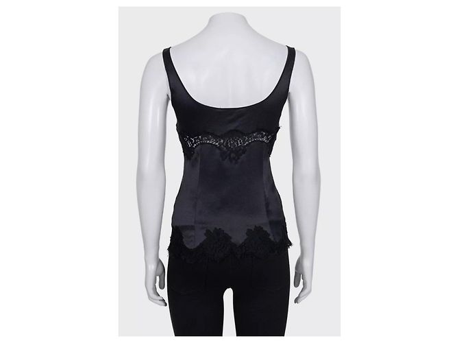 Regata ajustada Dolce & Gabbana preta com acabamento em renda IT 40 usada - vista 3