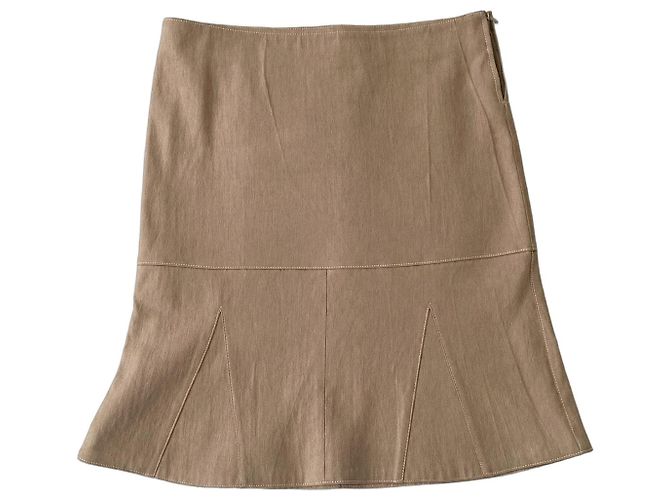 Chanel Falda acampanada de algodón beige, topo - vista 2