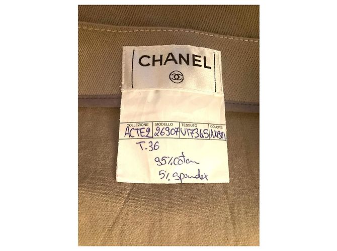 Chanel Falda acampanada de algodón beige, topo - vista 4