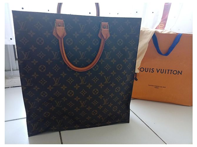 Louis Vuitton Monogram Sac Shopping Tote Bag Castaño Monograma - vista 2