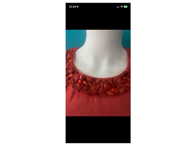 Paule Ka Abito lungo rosso decorato con perle e fiocchi - vista 5