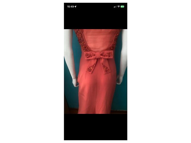 Paule Ka Abito lungo rosso decorato con perle e fiocchi - vista 9