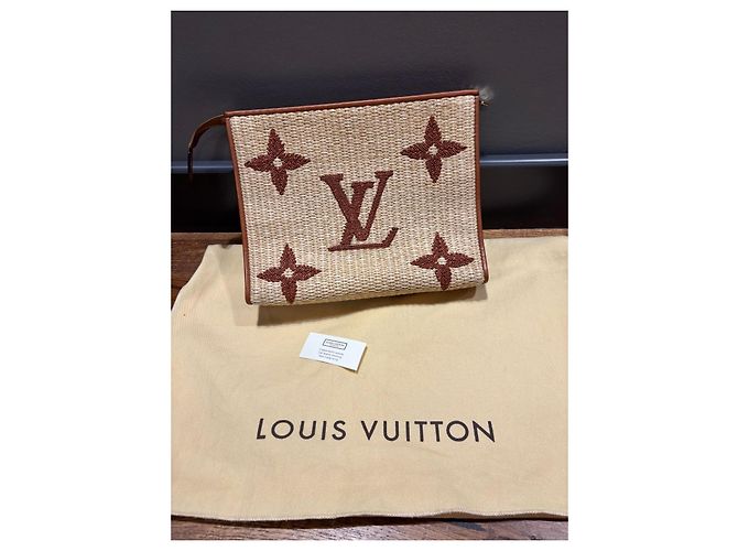 Necessaire Giant Monogram in rafia Louis Vuitton 26 Marrone Beige - vista 2