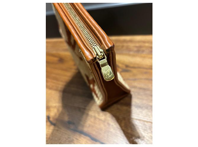 Necessaire Giant Monogram in rafia Louis Vuitton 26 Marrone Beige - vista 4
