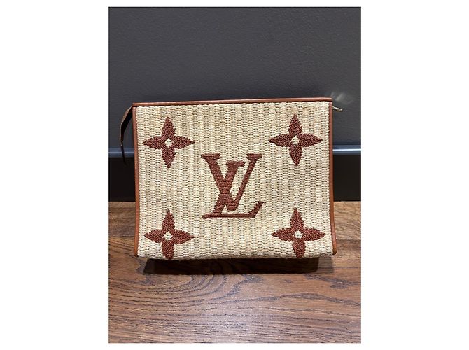 Necessaire Giant Monogram in rafia Louis Vuitton 26 Marrone Beige - vista 5