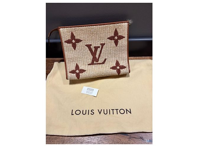 Necessaire Giant Monogram in rafia Louis Vuitton 26 Marrone Beige - vista 6