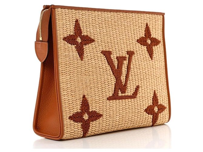 Necessaire Giant Monogram in rafia Louis Vuitton 26 Marrone Beige - vista 7