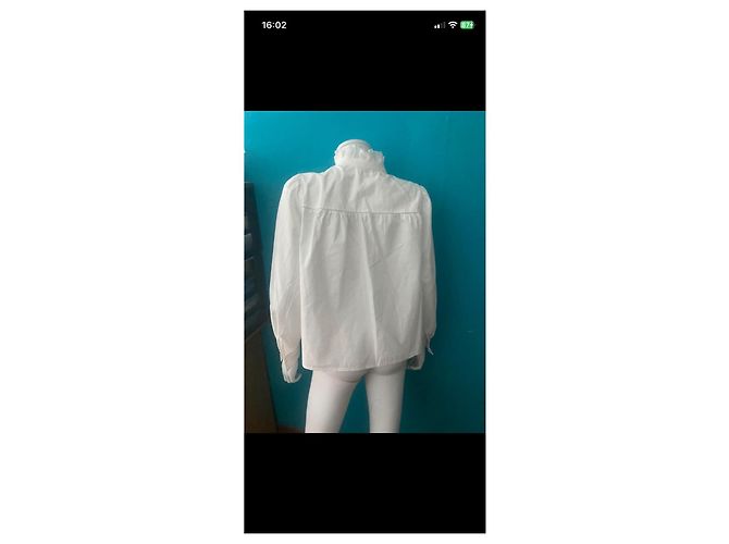 Claudie Pierlot Blusa de algodón blanca con encaje Blanco - vista 10