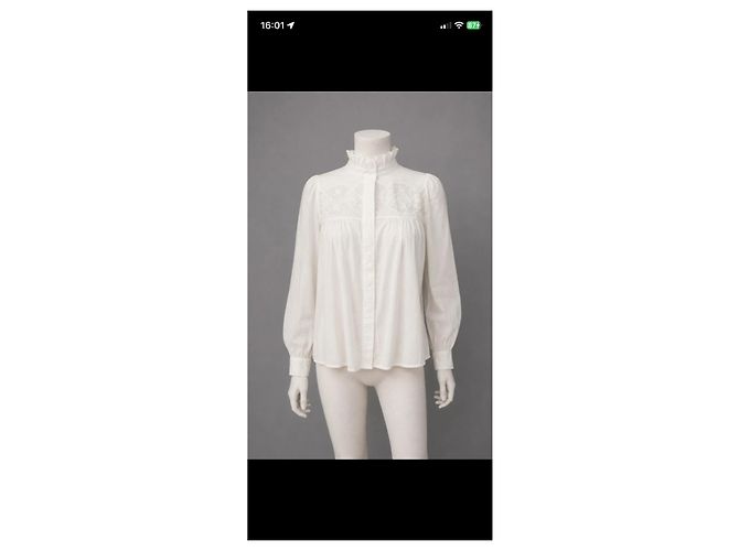 Claudie Pierlot Blusa de algodón blanca con encaje Blanco - vista 2