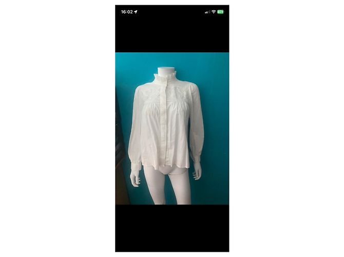 Claudie Pierlot Blusa de algodón blanca con encaje Blanco - vista 3