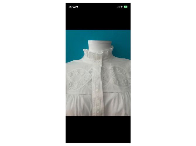 Claudie Pierlot Blusa de algodón blanca con encaje Blanco - vista 5