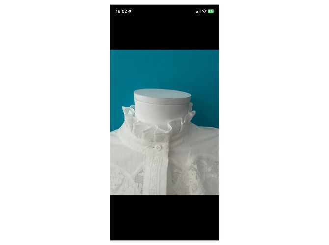 Claudie Pierlot Blusa de algodón blanca con encaje Blanco - vista 7