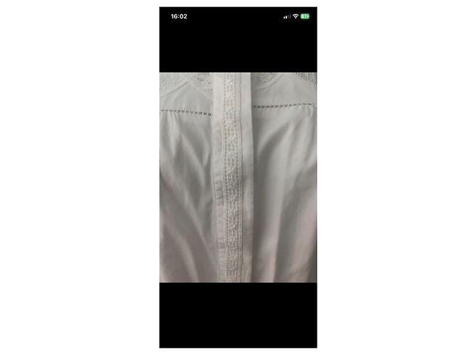 Claudie Pierlot Blusa de algodón blanca con encaje Blanco - vista 9