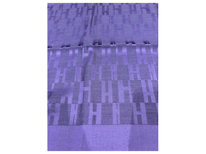 Lenço Hermès de seda e lã Roxo - vista 2