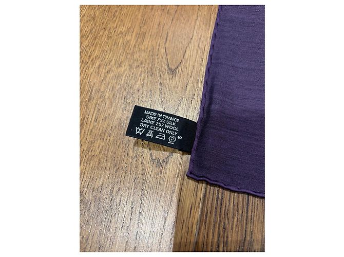 Lenço Hermès de seda e lã Roxo - vista 4