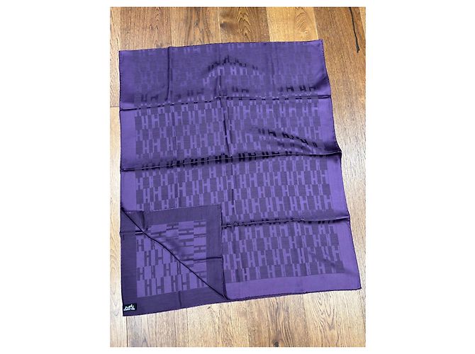 Lenço Hermès de seda e lã Roxo - vista 6