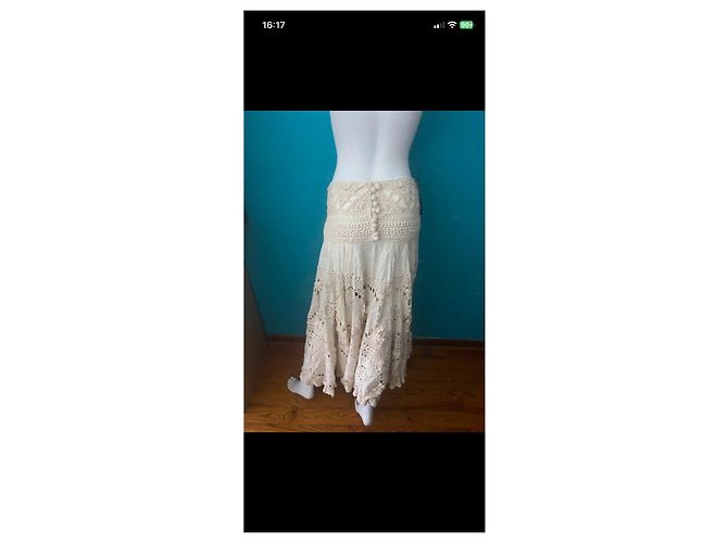Falda larga de crochet beige Kenzo - vista 4
