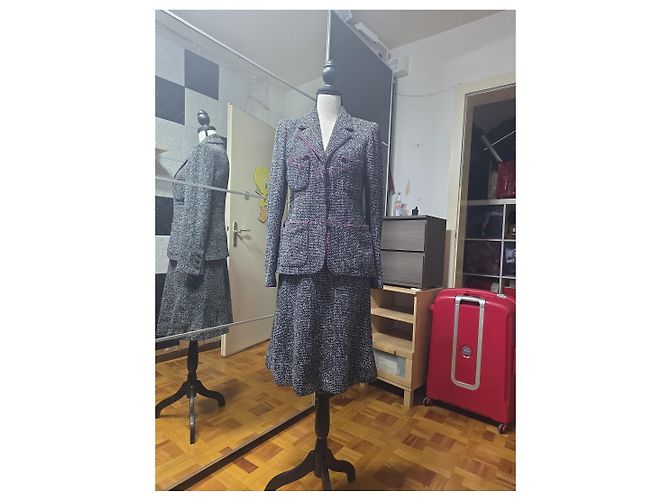 Conjunto de tweed Chanel Rosa Cinza Cinza antracite - vista 2