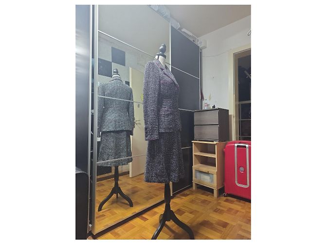 Conjunto de tweed Chanel Rosa Cinza Cinza antracite - vista 3