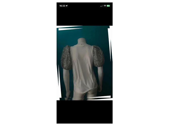 Maje Camiseta blanca con mangas abullonadas Blanco - vista 5