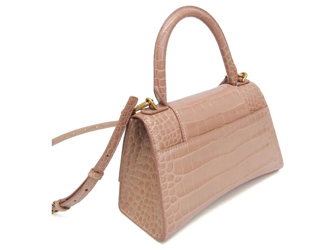 Balenciaga Hourglass Crocodile Embossed Medium Rosa - vista 2
