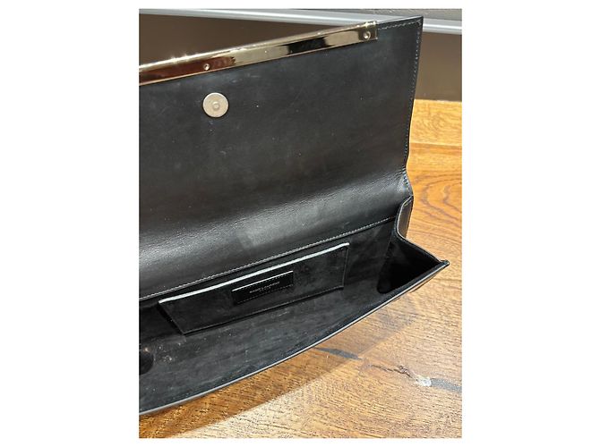 Clutch in pelle borchiata nera Saint Laurent Nero - vista 8