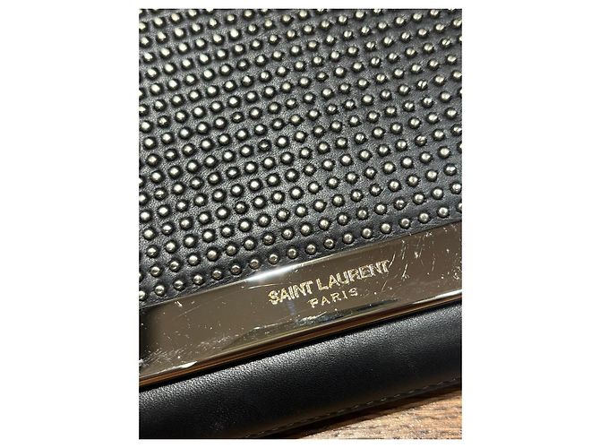 Clutch in pelle borchiata nera Saint Laurent Nero - vista 9