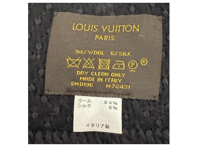 Stola Louis Vuitton in lana e seta grigio scuro Grigio antracite - vista 7