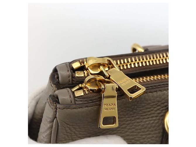 PRADA Hand Bag Leather 2way Gray Gold - vista 10
