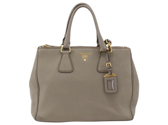 PRADA Hand Bag Leather 2way Gray Gold - vista 13