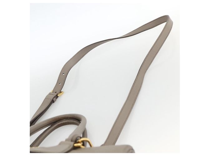 PRADA Hand Bag Leather 2way Gray Gold - vista 14