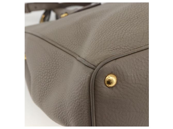 PRADA Hand Bag Leather 2way Gray Gold - vista 18