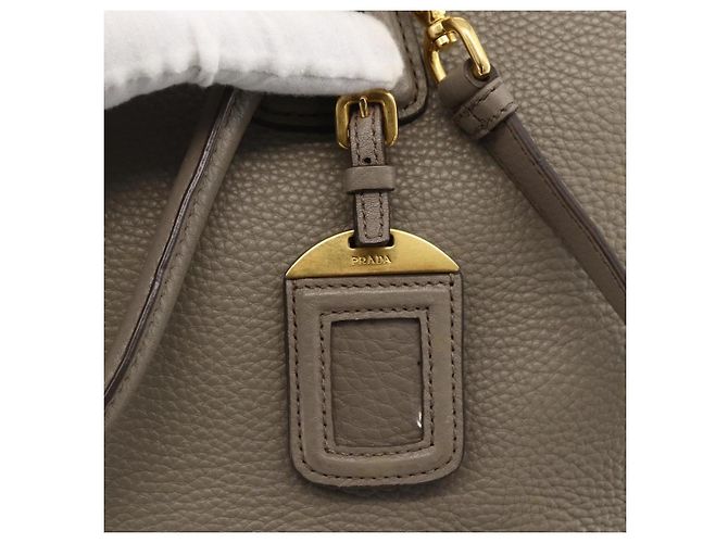 PRADA Hand Bag Leather 2way Gray Gold - vista 19