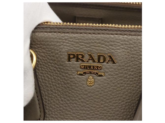 PRADA Hand Bag Leather 2way Gray Gold - vista 20