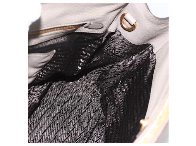 PRADA Hand Bag Leather 2way Gray Gold - vista 22