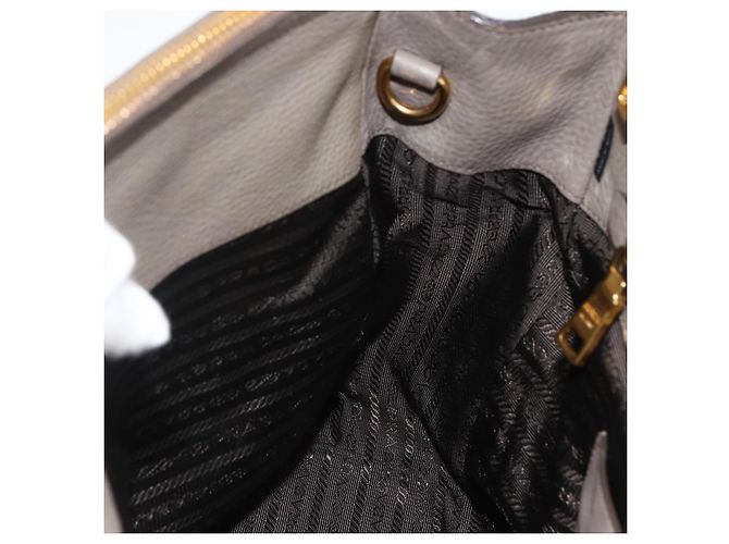 PRADA Hand Bag Leather 2way Gray Gold - vista 23