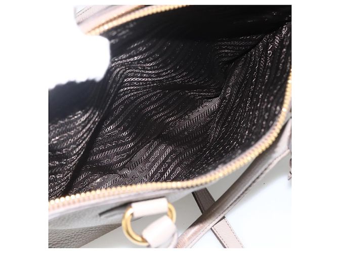 PRADA Hand Bag Leather 2way Gray Gold - vista 27