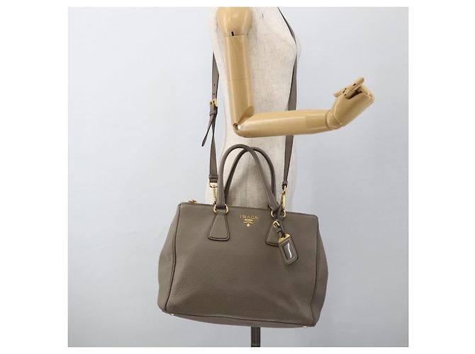 PRADA Hand Bag Leather 2way Gray Gold - vista 29