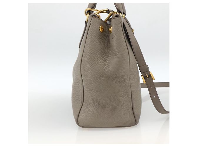 PRADA Hand Bag Leather 2way Gray Gold - vista 3