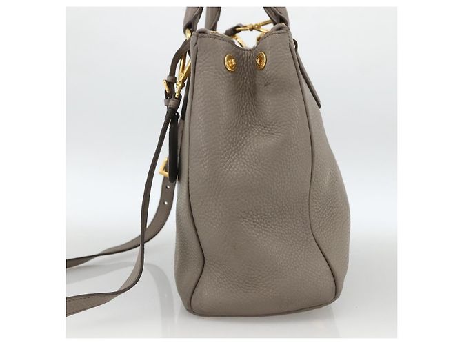 PRADA Hand Bag Leather 2way Gray Gold - vista 4