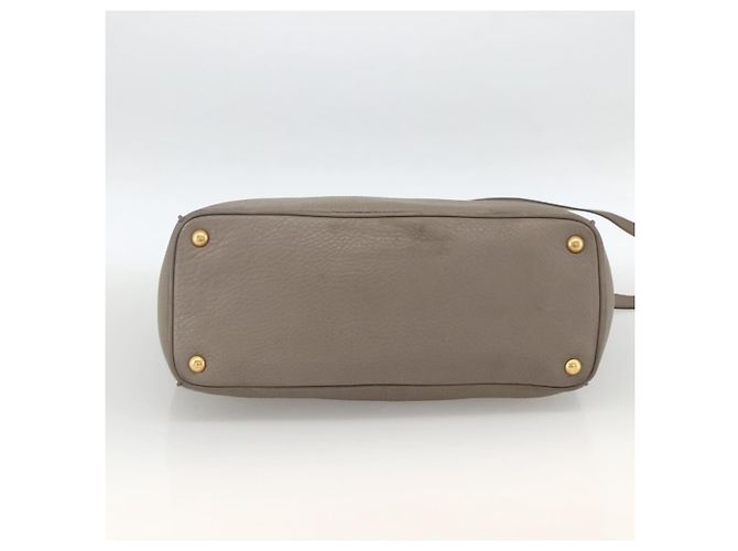PRADA Hand Bag Leather 2way Gray Gold - vista 5