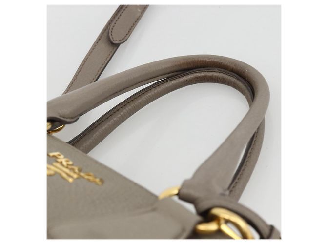 PRADA Hand Bag Leather 2way Gray Gold - vista 8
