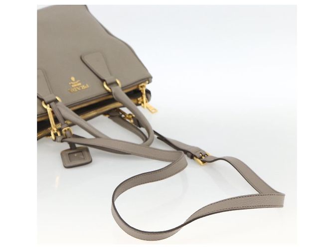 PRADA Hand Bag Leather 2way Gray Gold - vista 9