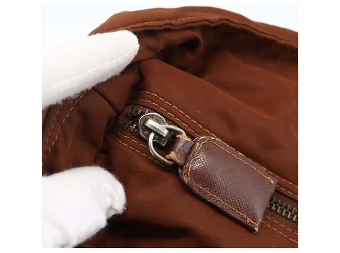 PRADA Chain Shoulder Bag Nylon Brown Gold - vista 10