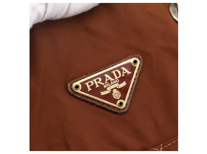 PRADA Chain Shoulder Bag Nylon Brown Gold - vista 17