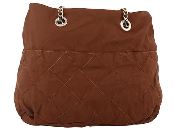 PRADA Chain Shoulder Bag Nylon Brown Gold - vista 2